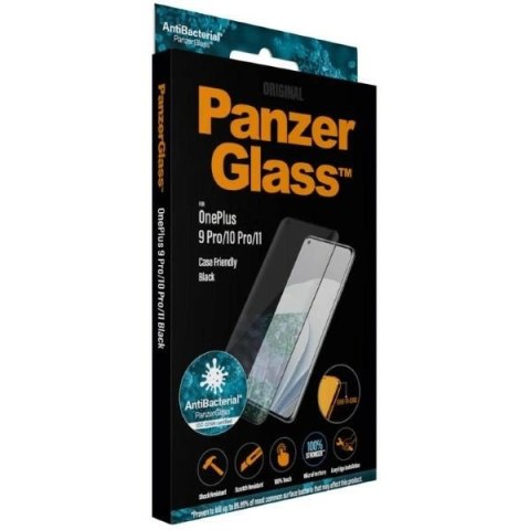Szkło PanzerGlass E2E Microfracture antybakteryjne na OnePlus 9 Pro / 10 Pro / 11 - z czarną ramką