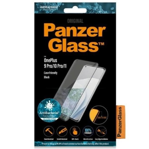 Szkło PanzerGlass E2E Microfracture antybakteryjne na OnePlus 9 Pro / 10 Pro / 11 - z czarną ramką