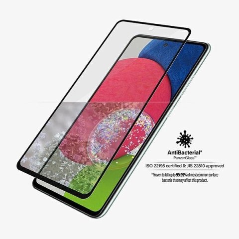 Szkło PanzerGlass E2E Microfracture antybakteryjne na Samsung Galaxy A52 / A52 5G / A53 5G - z czarną ramką Szkło PanzerGlass E2E Microfracture antybakteryjne na Samsung Galaxy A52 / A52 5G / A53 5G - z czarną ramką
