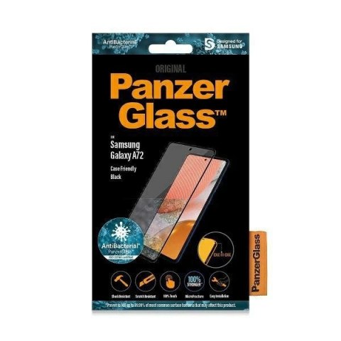 Szkło PanzerGlass E2E Microfracture antybakteryjne na Samsung Galaxy A72 - z czarną ramką Szkło PanzerGlass E2E Microfracture antybakteryjne na Samsung Galaxy A72 - z czarną ramką
