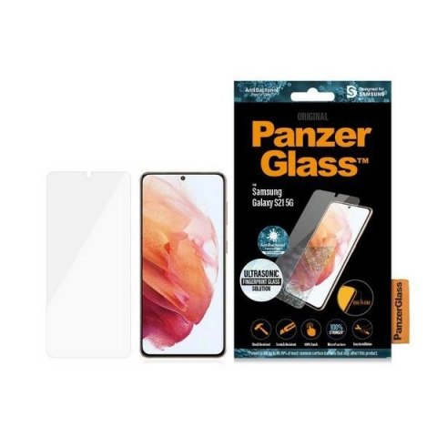 Szkło PanzerGlass E2E Microfracture antybakteryjne na Samsung Galaxy S21 - z czarną ramką Szkło PanzerGlass E2E Microfracture antybakteryjne na Samsung Galaxy S21 - z czarną ramką