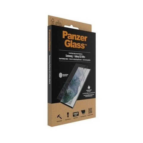Szkło PanzerGlass E2E Microfracture antybakteryjne na Samsung Galaxy S22 Ultra - z czarną ramką