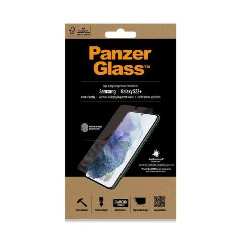 Szkło PanzerGlass E2E Microfracture antybakteryjne na Samsung Galaxy S22+ - z czarną ramką
