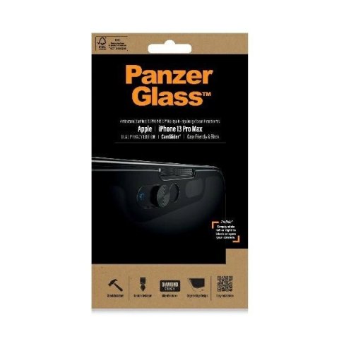 Szkło PanzerGlass E2E Microfracture antybakteryjne prywatyzujące z osłoną aparatu na iPhone 13 Pro Max - z czarną ramką Szkło PanzerGlass E2E Microfracture antybakteryjne prywatyzujące z osłoną aparatu na iPhone 13 Pro Max - z czarną ramką