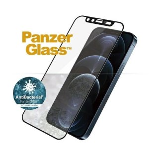 Szkło PanzerGlass E2E Microfracture antybakteryjne z osłoną aparatu na iPhone 12 Pro Max - z czarną ramką