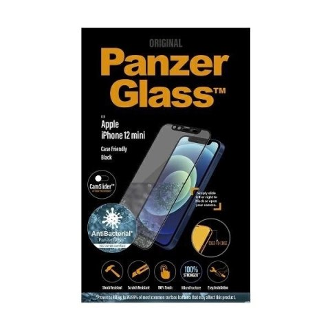 Szkło PanzerGlass E2E Microfracture antybakteryjne z osłoną aparatu na iPhone 12 mini - z czarną ramką Szkło PanzerGlass E2E Microfracture antybakteryjne z osłoną aparatu na iPhone 12 mini - z czarną ramką