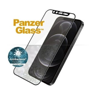 Szkło PanzerGlass E2E Microfracture antybakteryjne z osłoną aparatu z kryształem Swarovsky na iPhone 12 / 12 Pro - z czarną ramk