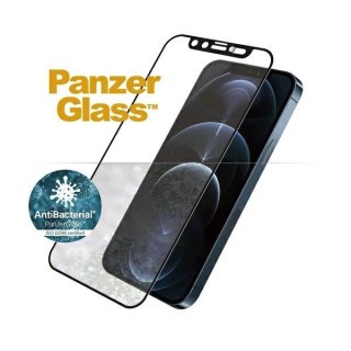 Szkło PanzerGlass E2E Microfracture antybakteryjne z osłoną aparatu z kryształem Swarovsky na iPhone 12 Pro Max - z czarną ramką