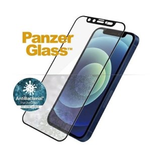 Szkło PanzerGlass E2E Microfracture antybakteryjne z osłoną aparatu z kryształem Swarovsky na iPhone 12 mini - z czarną ramką