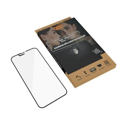 Szkło PanzerGlass E2E Microfracture antybakteryjne z osłoną aparatu z kryształem Swarovsky na iPhone 13 / 13 Pro - z czarną ramk Szkło PanzerGlass E2E Microfracture antybakteryjne z osłoną aparatu z kryształem Swarovsky na iPhone 13 / 13 Pro - z czarną ramk