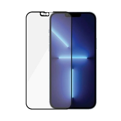 Szkło PanzerGlass E2E Microfracture antybakteryjne z osłoną aparatu z kryształem Swarovsky na iPhone 13 Pro Max - z czarną ramką