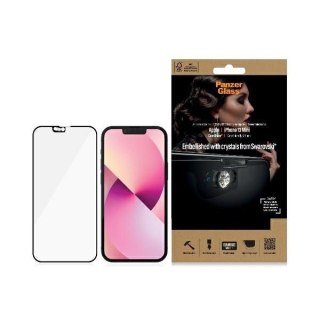 Szkło PanzerGlass E2E Microfracture antybakteryjne z osłoną aparatu z kryształem Swarovsky na iPhone 13 mini - z czarną ramką