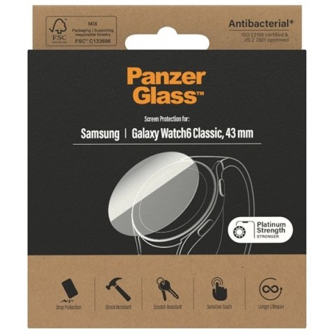 Szkło PanzerGlass Screen Protector antybakteryjne na Samsung Galaxy Watch 6 Classic 43 mm Szkło PanzerGlass Screen Protector antybakteryjne na Samsung Galaxy Watch 6 Classic 43 mm