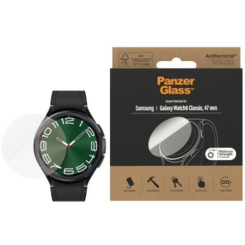 Szkło PanzerGlass Screen Protector antybakteryjne na Samsung Galaxy Watch 6 Classic 47 mm