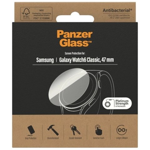 Szkło PanzerGlass Screen Protector antybakteryjne na Samsung Galaxy Watch 6 Classic 47 mm