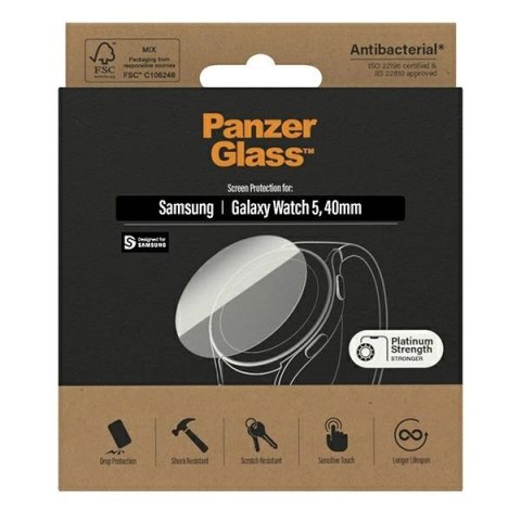 Szkło PanzerGlass Screen Protector antybakteryjne na Samsung Galaxy Watch Classic 5 40 mm Szkło PanzerGlass Screen Protector antybakteryjne na Samsung Galaxy Watch Classic 5 40 mm