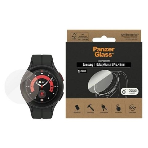 Szkło PanzerGlass Screen Protector antybakteryjne na Samsung Galaxy Watch Classic 5 Pro 45 mm Szkło PanzerGlass Screen Protector antybakteryjne na Samsung Galaxy Watch Classic 5 Pro 45 mm