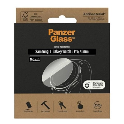 Szkło PanzerGlass Screen Protector antybakteryjne na Samsung Galaxy Watch Classic 5 Pro 45 mm Szkło PanzerGlass Screen Protector antybakteryjne na Samsung Galaxy Watch Classic 5 Pro 45 mm