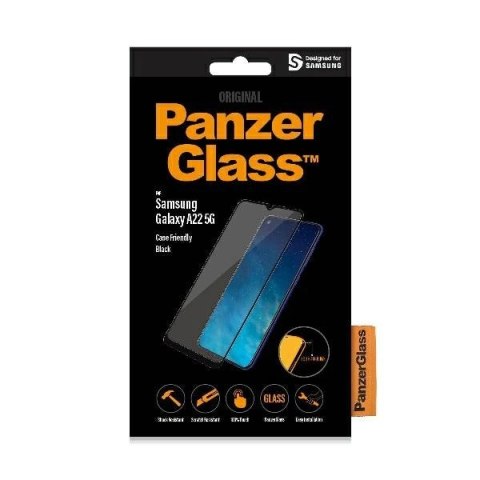 Szkło hartowane PanzerGlass E2E Regular na Samsung Galaxy A22 5G - z czarną ramką