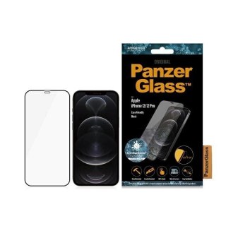 Szkło hartowane PanzerGlass E2E Super+ Microfracture antybakteryjne na iPhone 12 / 12 Pro - z czarną ramką