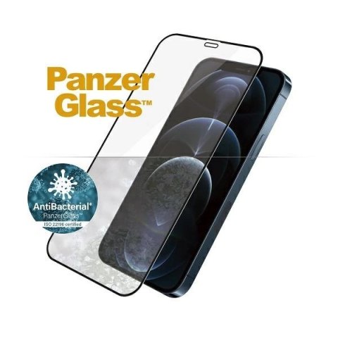 Szkło hartowane PanzerGlass E2E Super+ Microfracture antybakteryjne na iPhone 12 Pro Max - z czarną ramką