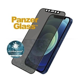 Szkło hartowane PanzerGlass E2E Super+ Microfracture antybakteryjne prywatyzujące na iPhone 12 mini - z czarną ramką