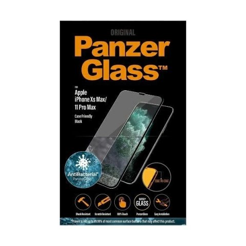 Szkło hartowane PanzerGlass E2E Super+ antybakteryjne na iPhone XS Max / 11 Pro Max - z czarną ramką