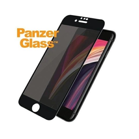 Szkło hartowane PanzerGlass E2E Super+ prywatyzujące na iPhone 6 / 6s / 7 / 8 / SE 2020 / SE 2022 - z czarną ramką
