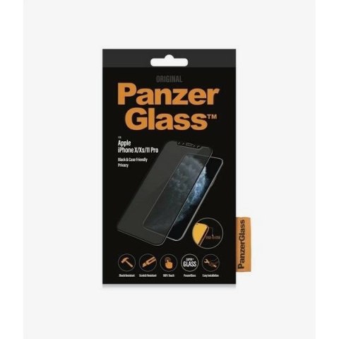 Szkło hartowane PanzerGlass E2E Super+ prywatyzujące na iPhone X / XS / 11 Pro - z czarną ramką