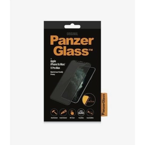 Szkło hartowane PanzerGlass E2E Super+ prywatyzujące na iPhone Xs Max / 11 Pro Max - z czarną ramką