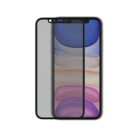 Szkło hartowane PanzerGlass E2E Super+ prywatyzujące z zaślepką na aparat na iPhone XR / 11 - z czarną ramką