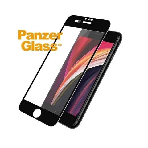 Szkło hartowane PanzerGlass E2E Super+ z zaślepką na aparat na iPhone 6 / 6s / 7 / 8 / SE 2020 / SE 2022 - z czarną ramką