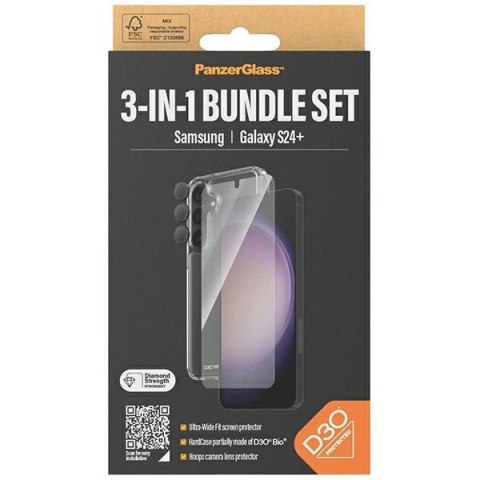 Zestaw PanzerGlass Bundle 3in1 etui przezroczyste + folia + osłona aparatu do Samsung Galaxy S24+ Zestaw PanzerGlass Bundle 3in1 etui przezroczyste + folia + osłona aparatu do Samsung Galaxy S24+