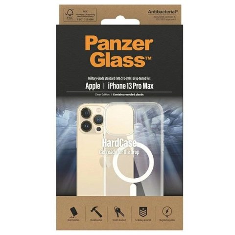 Etui PanzerGlass HardCase z MagSafe antybakteryjne z certyfikatem Military Grade na iPhone 13 Pro Max - przezroczyste