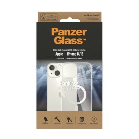 Etui PanzerGlass HardCase z MagSafe antybakteryjne z certyfikatem Military Grade na iPhone 14 / 15 / 13 - przezroczyste