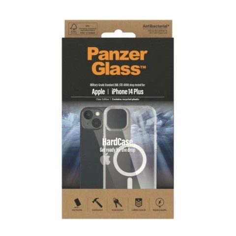 Etui PanzerGlass HardCase z MagSafe antybakteryjne z certyfikatem Military Grade na iPhone 14 Plus / 15 Plus - przezroczyste