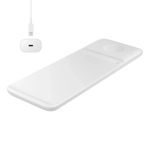 Ładowarka Samsung Trio EP-P6300TWEGEU indukcyjna 3w1 do telefonu / Galaxy Watch / Buds - biała + ładowarka sieciowa + kabel Ładowarka Samsung Trio EP-P6300TWEGEU indukcyjna 3w1 do telefonu / Galaxy Watch / Buds - biała + ładowarka sieciowa + kabel