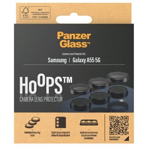 Ochrona aparatu PanzerGlass Hoops Camera na Samsung Galaxy A55 5G - z czarną ramką