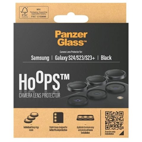Ochrona aparatu PanzerGlass Hoops Camera na Samsung Galaxy S24 / S23 / S23+ - z czarną ramką