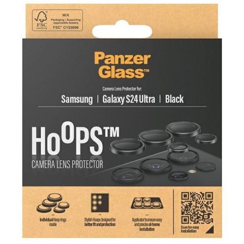 Ochrona aparatu PanzerGlass Hoops Camera na Samsung Galaxy S24 Ultra - z czarną ramką