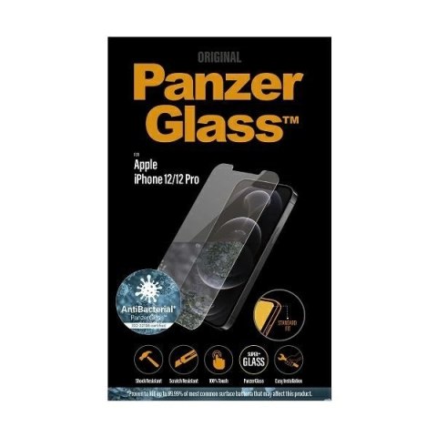 Szkło hartowane PanzerGlass Standard Super+ antybakteryjne na iPhone 12 / 12 Pro