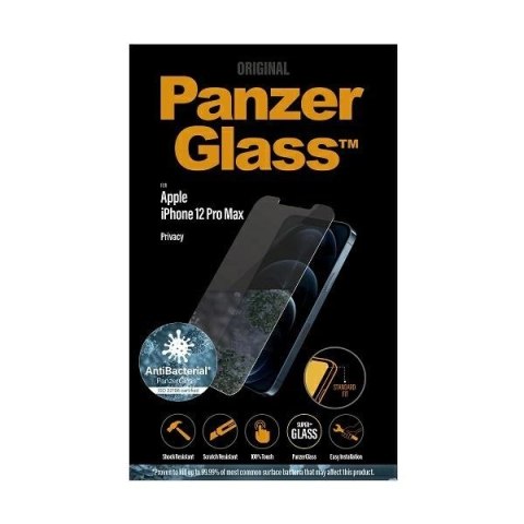 Szkło hartowane PanzerGlass Standard Super+ antybakteryjne prywatyzujące na iPhone 12 Pro Max Szkło hartowane PanzerGlass Standard Super+ antybakteryjne prywatyzujące na iPhone 12 Pro Max