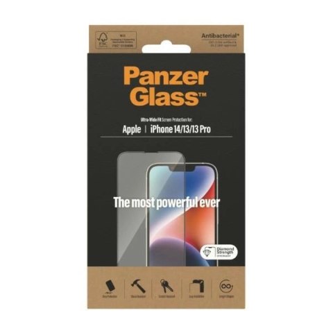Szkło hartowane PanzerGlass Ultra-Wide Fit antybakteryjne na iPhone 14 / 13 Pro / 13 Szkło hartowane PanzerGlass Ultra-Wide Fit antybakteryjne na iPhone 14 / 13 Pro / 13