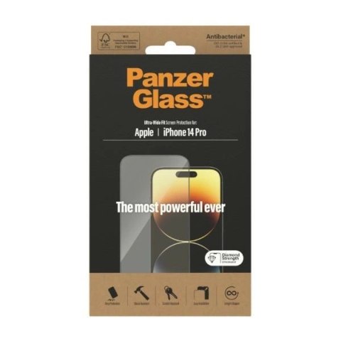 Szkło hartowane PanzerGlass Ultra-Wide Fit antybakteryjne na iPhone 14 Pro Szkło hartowane PanzerGlass Ultra-Wide Fit antybakteryjne na iPhone 14 Pro