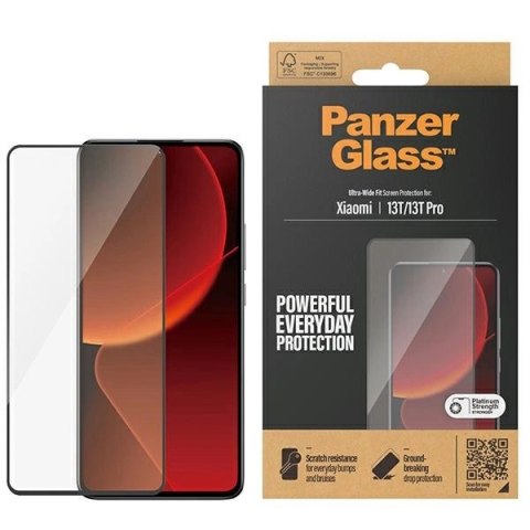 Szkło hartowane PanzerGlass Ultra-Wide Fit antybakteryjne na Xiaomi 13T / 13T Pro - z czarną ramką