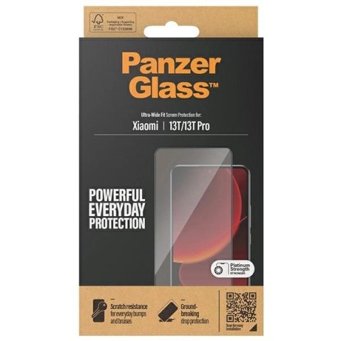 Szkło hartowane PanzerGlass Ultra-Wide Fit antybakteryjne na Xiaomi 13T / 13T Pro - z czarną ramką