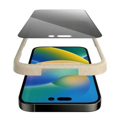 Szkło hartowane PanzerGlass Ultra-Wide Fit antybakteryjne prywatyzujące z pozycjonerem na iPhone 14 Pro
