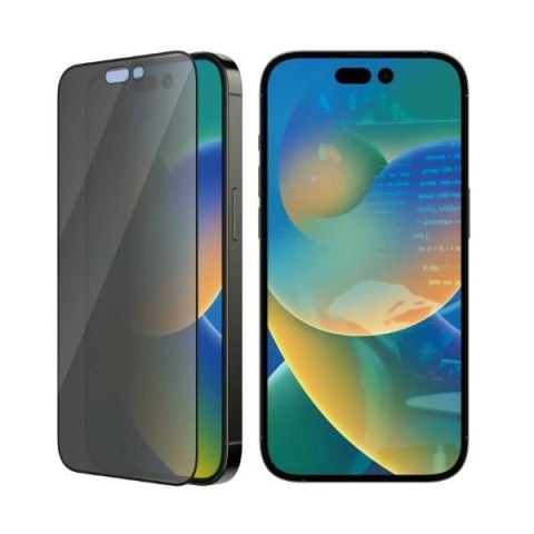 Szkło hartowane PanzerGlass Ultra-Wide Fit antybakteryjne prywatyzujące z pozycjonerem na iPhone 14 Pro