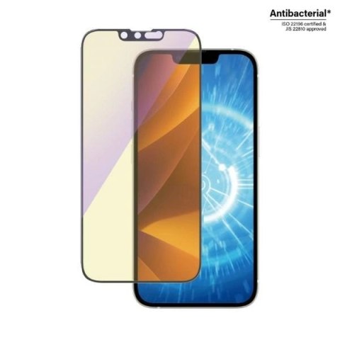 Szkło hartowane PanzerGlass Ultra-Wide Fit antybakteryjne z filtrem niebieskiego światła i pozycjonerem na iPhone 14 / 13 Pro / Szkło hartowane PanzerGlass Ultra-Wide Fit antybakteryjne z filtrem niebieskiego światła i pozycjonerem na iPhone 14 / 13 Pro /