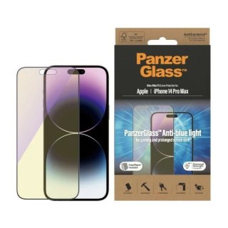 Szkło hartowane PanzerGlass Ultra-Wide Fit antybakteryjne z filtrem niebieskiego światła i pozycjonerem na iPhone 14 Pro Max